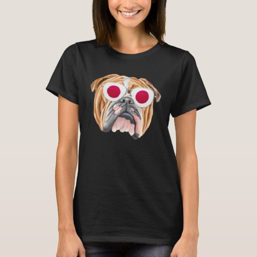 Japanese Flag Bulldog Dog Japan Pocket Tシャツ (正面)
