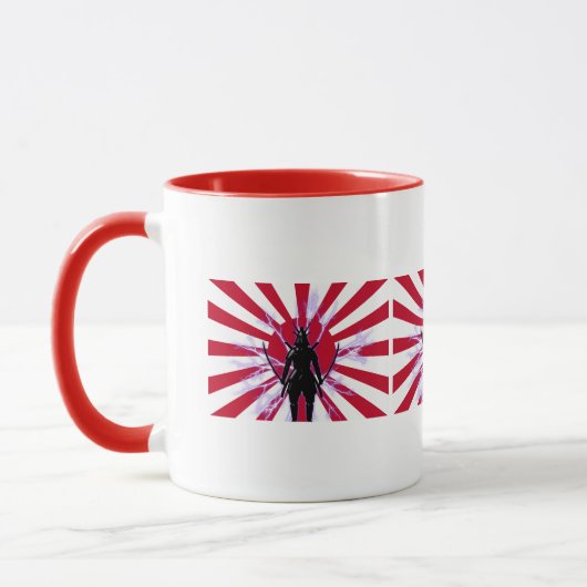 Japanese Flag & Rising Sun Samurai Warrior マグカップ (左)