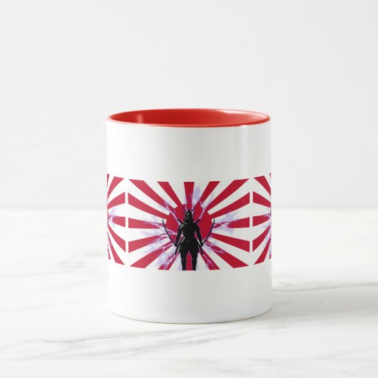 Japanese Flag & Rising Sun Samurai Warrior マグカップ (中央)