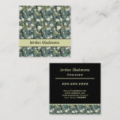 Japanese Floral Bamboo Sage Green Black Template  スクエア名刺 (正面/裏面)