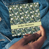 Japanese Floral Bamboo Sage Green Black Template  スクエア名刺