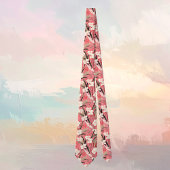 Japanese Floral Blossoms in White on Pink Burgundy ネクタイ