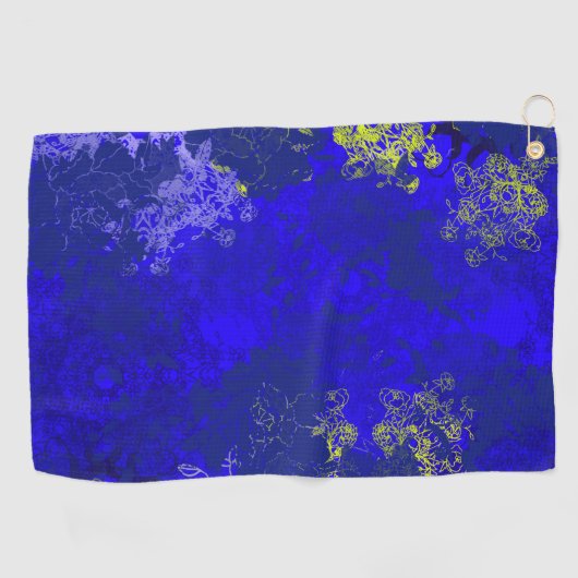 Japanese floral blue patterns ゴルフタオル (横)