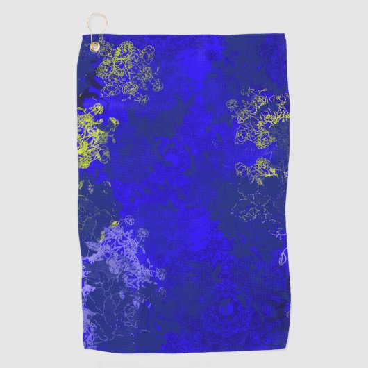 Japanese floral blue patterns ゴルフタオル (正面)