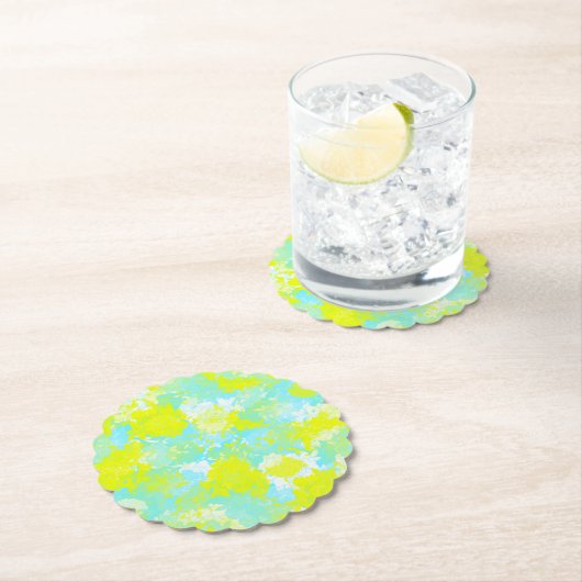 Japanese floral blue patterns ペーパーコースター (インサイチュ)