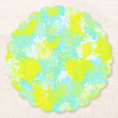 Japanese floral blue patterns ペーパーコースター (正面)