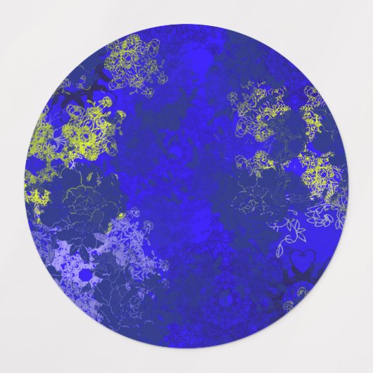 Japanese floral blue patterns ラベル (デザイン2)