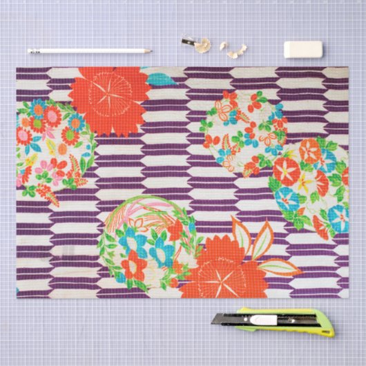 Japanese Floral Pattern 薄葉紙 (クラフト)