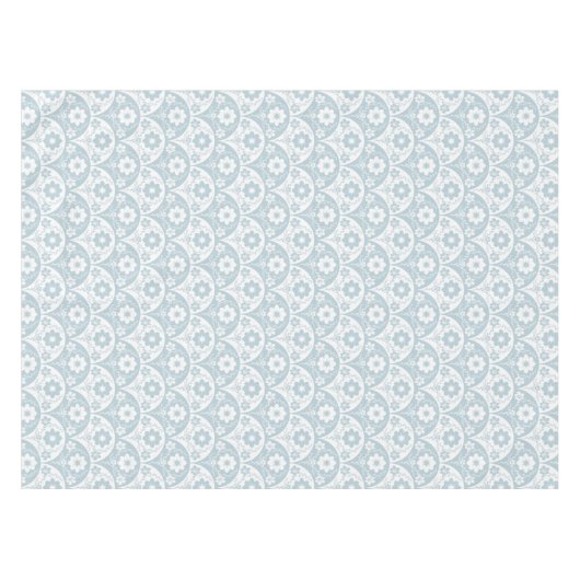 Japanese Floral Pattern in Soft Blue and White テーブルクロス (正面(横))