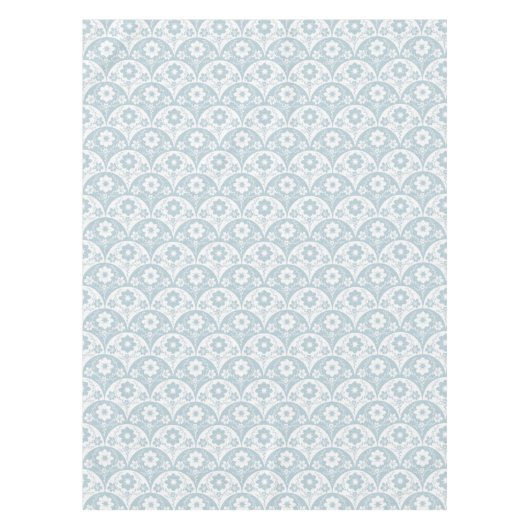 Japanese Floral Pattern in Soft Blue and White テーブルクロス (正面)