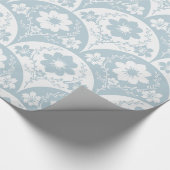 Japanese Floral Pattern in Soft Blue and White ラッピングペーパー (角)