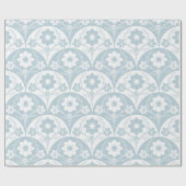 Japanese Floral Pattern in Soft Blue and White ラッピングペーパー (フラット)