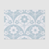 Japanese Floral Pattern in Soft Blue and White 薄葉紙 (正面)