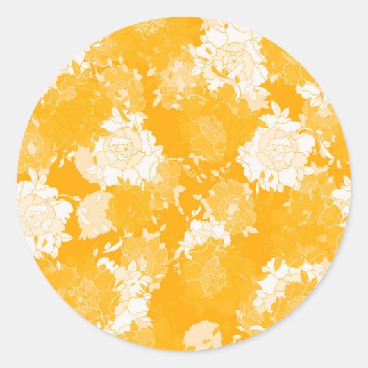 Japanese floral red patterns. ラウンドシール (正面)