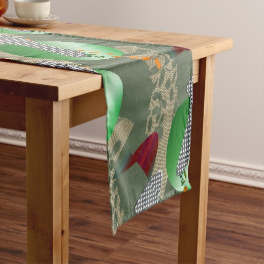 Japanese Flower Garden Pastel Pop Art  ショートテーブルランナー (インサイチュ)