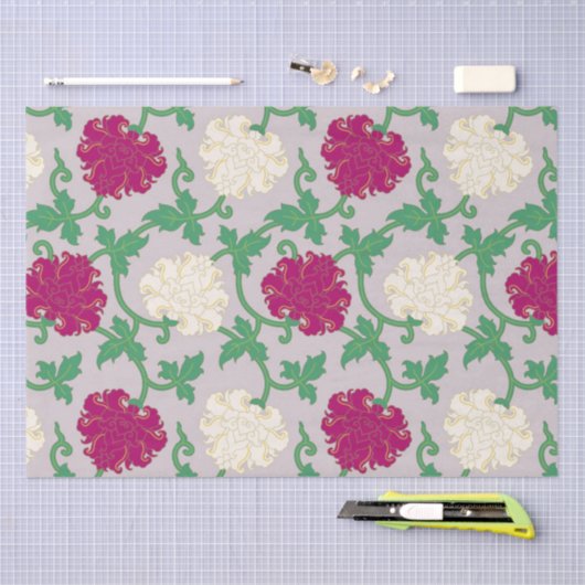 Japanese Flower Pattern 薄葉紙 (クラフト)