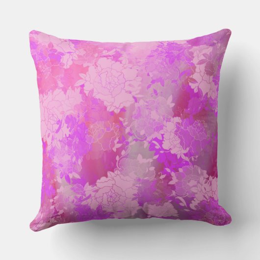 Japanese flowers pink patterns クッション (裏面)