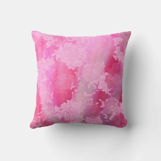 Japanese flowers pink patterns クッション (裏面)