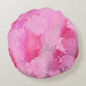 Japanese flowers pink patterns ラウンドクッション (裏面)