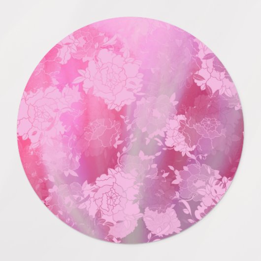 Japanese flowers pink patterns ラベル (デザイン2)