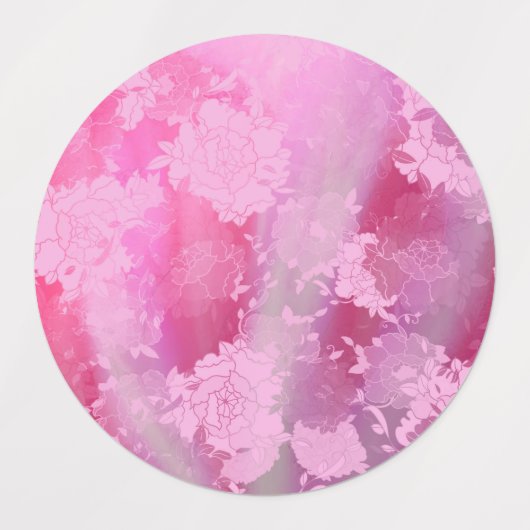 Japanese flowers pink patterns ラベル (デザイン1)