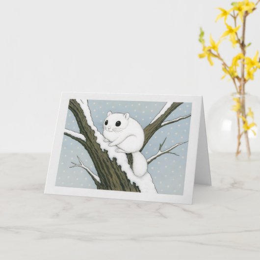 Japanese Flying Squirrel - Christmas Card カード (黄色い花)