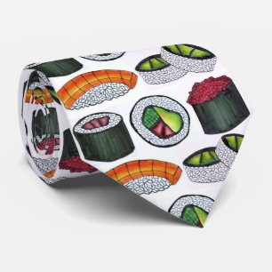 Japanese Food Sushi Tuna Avocado Roll Foodie Tie ネクタイ