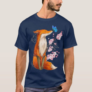 Japanese Fox Cherry blossom Flower sakura trees Ka Tシャツ