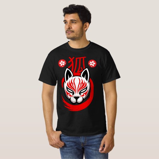 Japanese Fox Samurai (Kitsune) Tシャツ (正面フル)