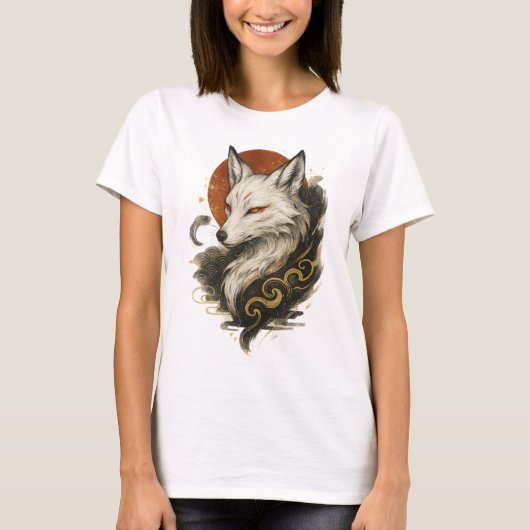 【Japanese Fox Spirit Kitsune Art Women’s T-Shirt】 Tシャツ (正面)