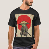 Japanese Frog Samurai Katana Sun Kimono Art Men Wo Tシャツ (正面)