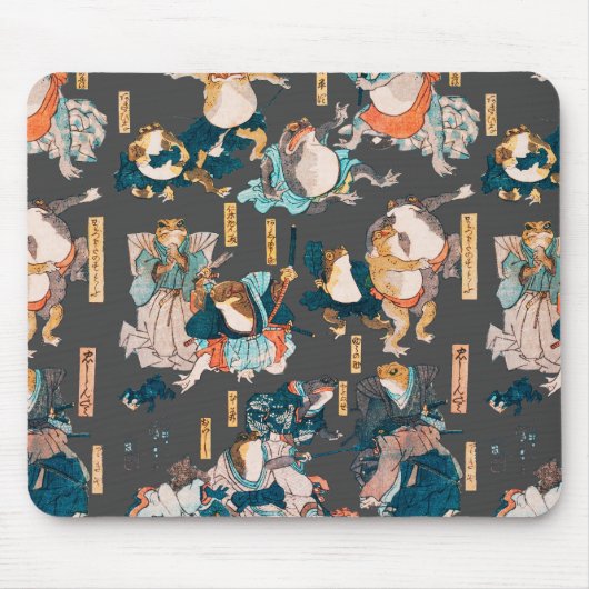Japanese Frog Woodblock ukiyo-e anime hero マウスパッド (正面)
