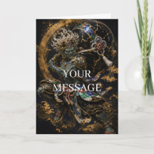 Japanese Fujin Wind God Gold Art Personalized Card
