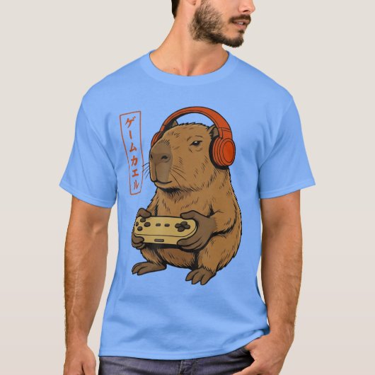 Japanese Gamer Capybara Art Men Women Boys Funny G Tシャツ (正面)
