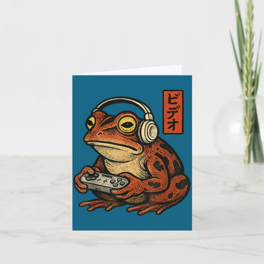 Japanese Gamer Frog Art Men Women Boys Funny Vinta カード (正面)