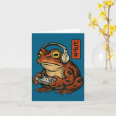 Japanese Gamer Frog Art Men Women Boys Funny Vinta カード (黄色い花)