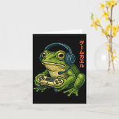 Japanese Gamer Frog Art Men Women Boys Funny Vinta カード (黄色い花)