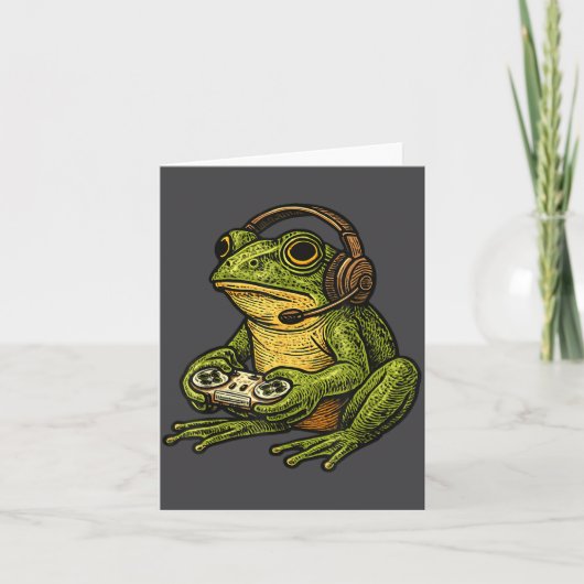 Japanese Gamer Frog Art Men Women Boys Funny Vinta カード (正面)
