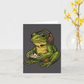 Japanese Gamer Frog Art Men Women Boys Funny Vinta カード (黄色い花)