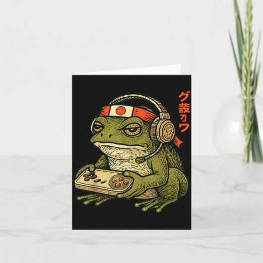 Japanese Gamer Frog Art Men Women Boys Funny Vinta カード (正面)