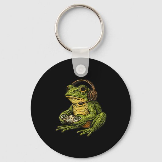 Japanese Gamer Frog Art Men Women Boys Funny Vinta キーホルダー (正面)