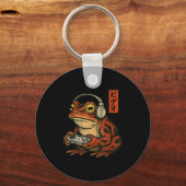 Japanese Gamer Frog Art Men Women Boys Funny Vinta キーホルダー (正面)