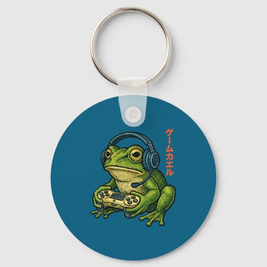Japanese Gamer Frog Art Men Women Boys Funny Vinta キーホルダー (正面)