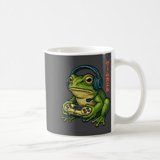 Japanese Gamer Frog Art Men Women Boys Funny Vinta コーヒーマグカップ (右)