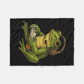 Japanese Gamer Frog Art Men Women Boys Funny Vinta フリースブランケット (正面(横))