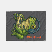 Japanese Gamer Frog Art Men Women Boys Funny Vinta フリースブランケット (正面(横))