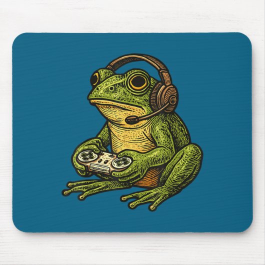 Japanese Gamer Frog Art Men Women Boys Funny Vinta マウスパッド (正面)