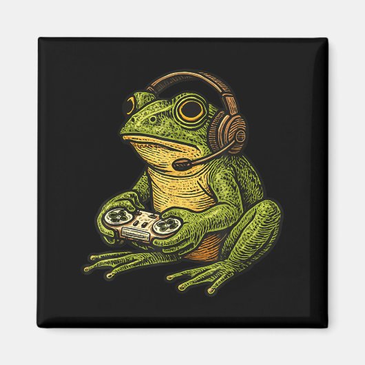 Japanese Gamer Frog Art Men Women Boys Funny Vinta マグネット (正面)