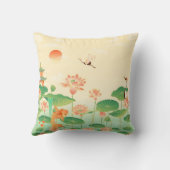 Japanese Garden Koi Pond and Waterlilies Art クッション (裏面)