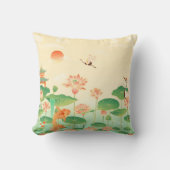Japanese Garden Koi Pond and Waterlilies Art クッション (正面)